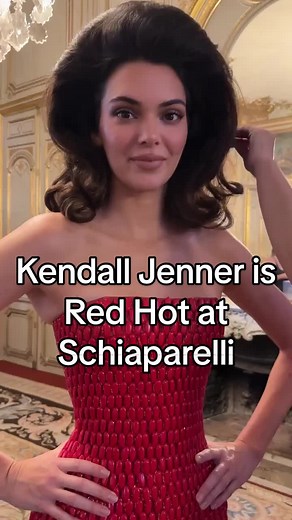 #kendalljenner takes lady-in-red glamour to the next level as she walks #schiaparelli's spring 2024 show in Paris! As proven on the runway, red hot fashion is here to stay.
