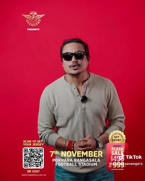 𝐏𝐨𝐤𝐡𝐚𝐫𝐚 𝐀𝐯𝐞𝐧𝐠𝐞𝐫𝐬 Presents - 𝐍𝐞𝐩𝐚𝐭𝐡𝐲𝐚 𝐋𝐢𝐯𝐞 𝐢𝐧 𝐏𝐨𝐤𝐡𝐚𝐫𝐚 Pokhara Avengers and legendary band Nepathya come together for a historic concert in Pokhara Rangasala Football stadium - uniting music and cricket to promote grassroot cricket development across Gandaki Province and raise climate change awareness on melting glaciers. 𝐓𝐡𝐢𝐬 𝐢𝐬 𝐚 𝐣𝐞𝐫𝐬𝐞𝐲 𝐩𝐮𝐫𝐜𝐡𝐚𝐬𝐞 𝐰𝐢𝐭𝐡 𝐟𝐫𝐞𝐞 𝐜𝐨𝐧𝐜𝐞𝐫𝐭 𝐞𝐧𝐭𝐫𝐲. 𝐁𝐮𝐲 𝐚 𝐏𝐨𝐤𝐡𝐚𝐫𝐚 𝐀𝐯𝐞𝐧𝐠𝐞𝐫𝐬 𝐣𝐞𝐫𝐬