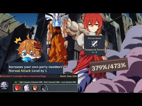 Diluc with Talent Level 11 Normal Attack (Plunge) vs Dire Frostnight Herra | Genshin Impact