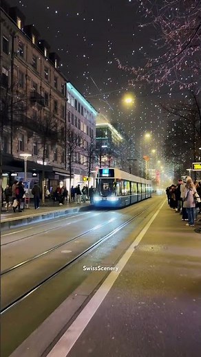 Zurich Trams at Night | City Lights & Calm Evening Walk in Switzerland #swissscenery