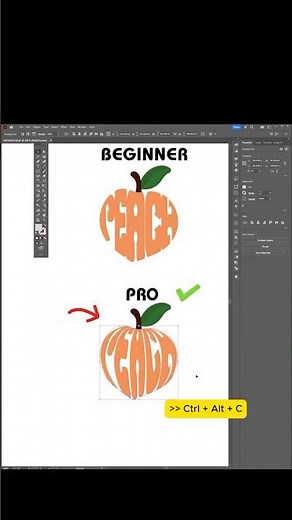Illustrator 2025: Turn “PEACH” into a cool apple vector with Make with Top Object! #thegraphicboost