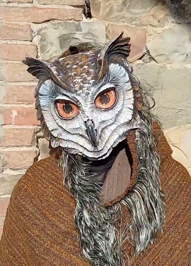 Great Horned Owl Mask 🦉 Realistic & Handcrafted with Hood #barnowl #owlmask