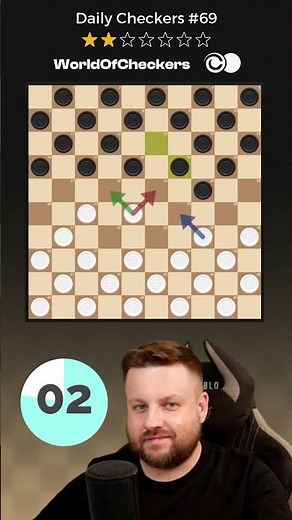 Find the best move ⚪⚫ ⭐2/7 | Daily Checkers #69
