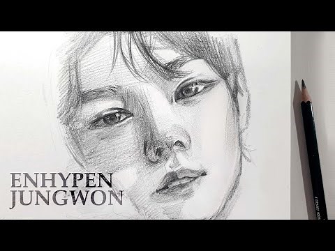 How to Draw ENHYPEN Jungwon step by step - pencil drawing