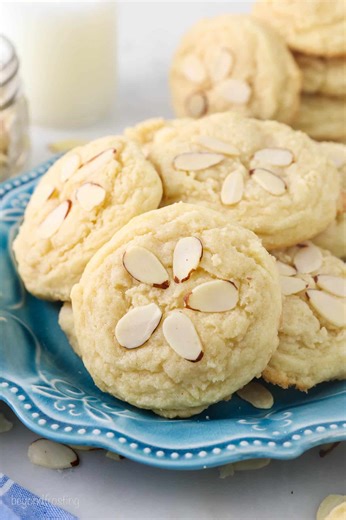 4.1K views · 41 reactions | Crisp edges, chewy centers, and loaded with almond flavor—these Almond Cookies are the ultimate melt-in-your-mouth treat! ✨ Rich, buttery, and completely irresistible, they’re perfect for any sweet craving. Recipe ➡ https://beyondfrosting.com/soft-and-chewy-almond-cookies/ | Beyond Frosting | Facebook