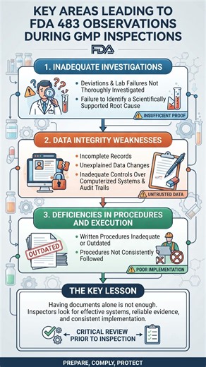 3 Common FDA 483 Observations in Pharmaceutical GMP