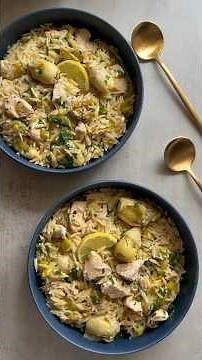 Chicken artichoke orzo one pan dinner #cooking #onepandinner #budgetfriendly #recipe