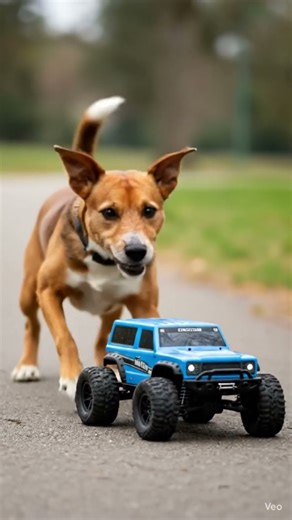 Dog playing with remote controlled car #toysjungle #ai