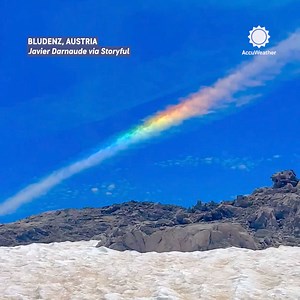 Iridescent clouds made for a breathtaking view over a lake in the Austrian Alps 🤩🤩 These clouds happen because of diffraction – a phenomenon in which small water droplets or small ice crystals scatter the sun’s light. | AccuWeather