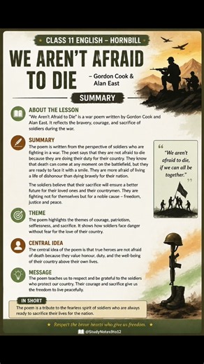 Class-11 English ch-2 We Aren't afraid to Die summary 💯🔥.#viral
