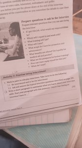 Activity 7: Practise being interviewedWork in pairs to role-p... | Filo