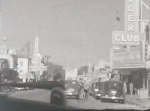 Las Vegas, 1945. The Gables Motel (1301 Fremont) – Downtown: S.S. Rex Club & Apache Hotel – Hwy 91: El Rancho Vegas, Last Frontier. 8mm Ciné-Kodak Kodachome film. | Vintage Las Vegas