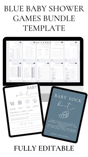 Dusty Blue Baby Shower Game Bundle, Neutral Blue Baby Shower Games, Elegant Baby Shower Templates for Boy - Etsy UK