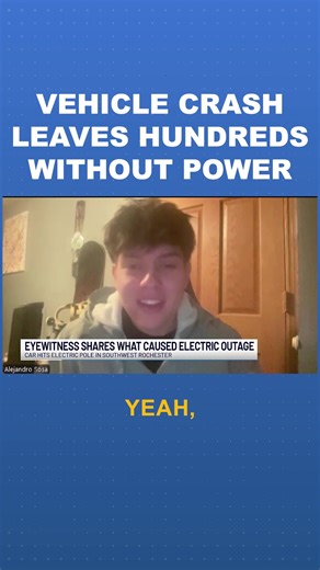 An eyewitness told KTTC a car crashed into an electric pole in southwest Rochester, causing a widespread power outage Sunday. According to Alejandro Sosa, this happened around 3:30 p.m. “I just hear tires like screech like crazy,” he said. “I looked over to my right because that’s where the road was, to my right, and I could just see a green Rivian. I just see it ram into the electricity pole.” #traffic #crash #power #utilities #Rochester #Minnesota | KTTC TV
