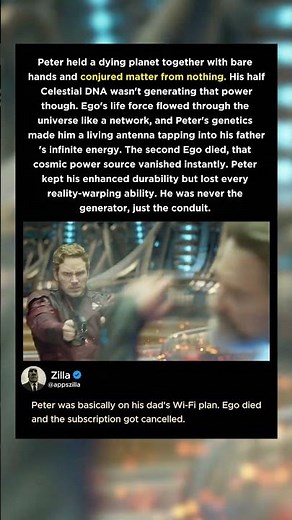 Peter Quill's celestial powers were just borrowed from his father Ego