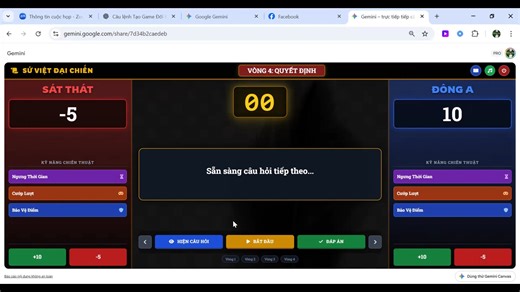 TẶNG THẦY CÔ TRÒ CHƠI DẠNG ĐỐI KHÁNG, MANG TÊN “SỬ VIỆT ĐẠI CHIẾN” ❤️❤️❤️ Thầy Cô có thể sửa theo mong muốn của mình, nên Thầy Cô hãy lưu lại và chia sẻ video này đến đồng nghiệp nhé! Nếu Thầy Cô mong muốn học cách sử dụng trò chơi dạng đối kháng này hiệu quả, hãy bình luận “t” để tham gia lớp cộng đồng MIỄN PHÍ vào tối nay (30/12/2025) nhé: https://zalo.me/g/izmsyp818 Link trò chơi: https://gemini.google.com/share/7d34b2caedeb @người theo dõi @nêu bật #vongquaymayman #trochoidoikhang #lophocphe