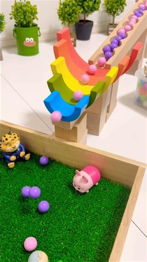 marble Run Race ASMR #34 Wooden Wave Course Colorful Marbles #marblerun #marblerunrace #asmr