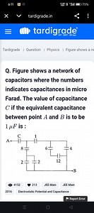 Figure shows a network of capacitors where the numbers indicate... | Filo