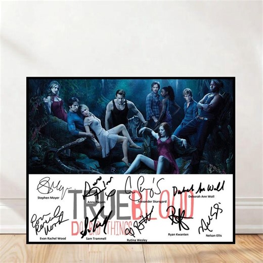 True Blood Cast Autographed Poster Featuring Main Characters in Vampire Fantasy Setting With Signatures of Stephen Moyer, Anna Paquin - Etsy
