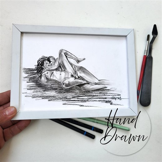 Sensual Couple Charcoal Drawing – Intimate Figurative Art, Romantic Nude Lovers Sketch, Handmade Original Bedroom Wall Decor - Etsy