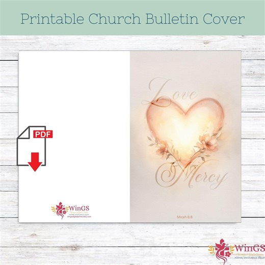 Church Bulletin Cover - Love Mercy - PLUS Canva Template - Instant Download - #125 - Etsy