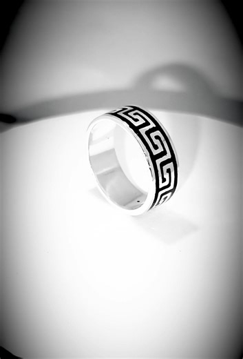 Greek Key Meander Ring , 925 Sterling Black Enamel Silver Ring, Infinity Symbol, Greece Key Band, Handmade Greek Jewelry, Griechischer Smuck - Etsy