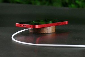 This mini wood dock for your MagSafe charger offers a sleek way to keep it secure