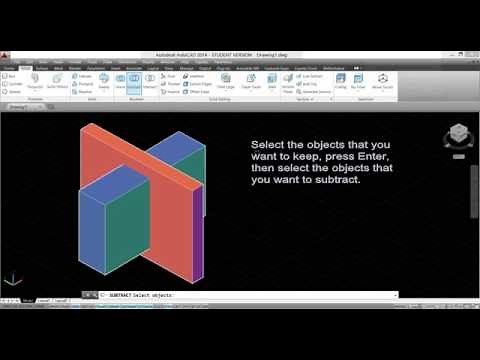 how to use SUBTRACT COMMAND in AutoCAD 3d