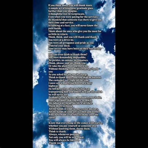 [If you think more, you will thank more] - A Slice of Life poetry