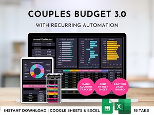 Budget Spreadsheet for Couples & Family | Excel Google Sheets Dark Mode | Expense Tracker, Savings Tracker - Etsy Australia