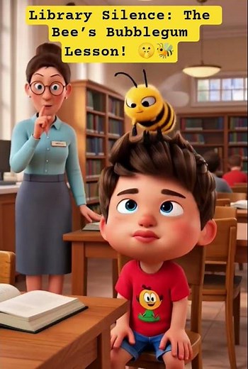 Library Silence: The Bee’s Bubblegum Lesson! 🤫🐝