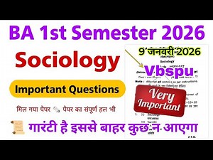 ba 1st semester sociology important questions answers 2026 | ba 1st semester sociology vbspu rmlau