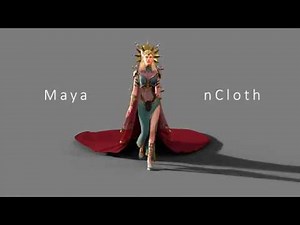 Queen walk 3D CG character Maya Ncloth test