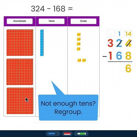 Subtraction with Base Ten Blocks | Brainingcamp