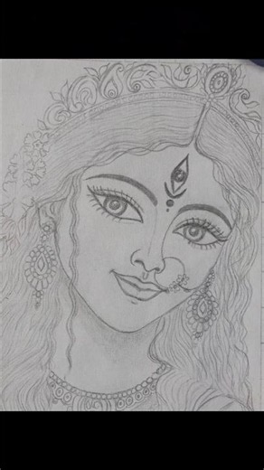 maa durga pencil sketch❤️|Realistic Durga Maa Drawing|Maa Durga Pencil Art🖌️#youtubeshorts #durgamaa