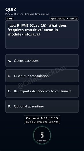 Quiz 216 requires transitive Java9 | #shorts #java #quiz
