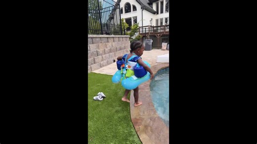From confident splash to comedic dip, toddler’s pool flip sparks viral laughter