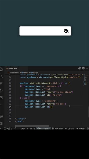Toggle Password Visibility using JavaScript 🚀 #webdevelopment #javascript #coding