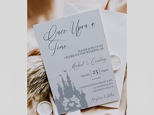 Castle Wedding Invitation Template, Printable Mickey and Minnie Wedding Invite, Once Upon A Time - Etsy
