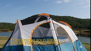 UNP Camping Tent 9-10 Person,Waterproof Windproof Family Tent, 5 Large Ventilation Mesh Windows, Double Layer 78 inch Tall with Dividers Curtain for 2 Room