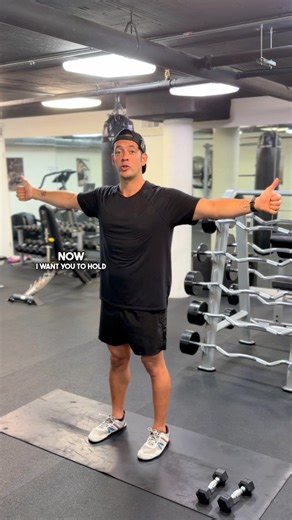 If you can’t lift your arms overhead without shoulder pain, don’t panic. It’s often not the shoulder’s fault, it’s a stability and mobility issue you can fix with the right approach. Here’s what to do: 1. Band Pull-Apart Hold: Wrap a band around your wrists and pull it apart slightly. Hold that position to activate your rotator cuff and stabilize your shoulders. 2. Arm Rotations: Hold your arms out to the sides with thumbs up. Rotate in and out to strengthen your internal and external rotators,