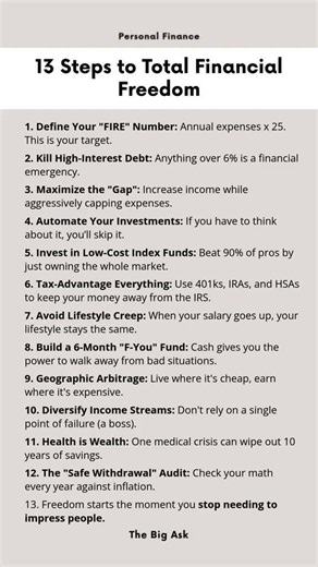 13 Steps to Total Financial Freedom #finance #freedom #total #mindset #psychology #facts #life