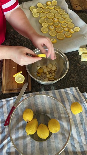 Slicing and seeding lemons for lemon powder #homemadelemonpowder #freezedrying #lemonygoodness