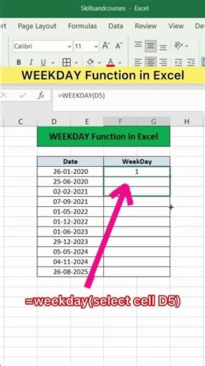 WEEKDAY Function in Excel | Advanced Excel Formula #excel #exceltutorial #exceltips