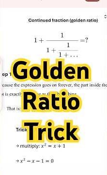 The golden ratio hidden in a fraction | Use This Math Trick