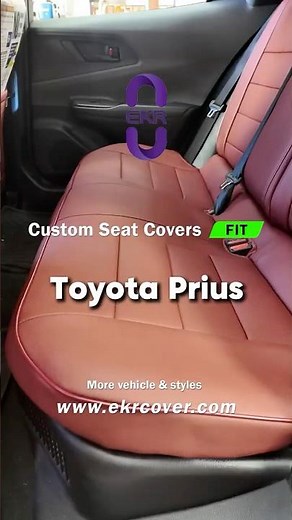 EKR custom red rear seat cover for the Toyota Prius installation.