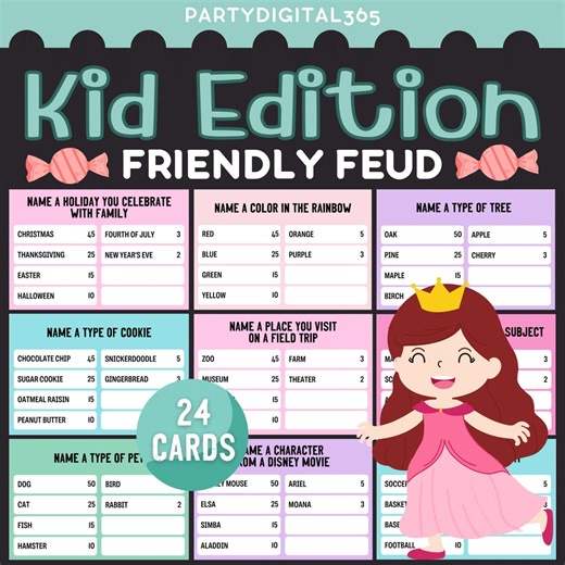 Kid-friendly Family Feud Game: Printable Trivia (PDF) - Etsy