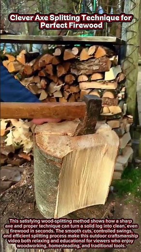 Clever Axe Splitting Technique for Perfect Firewood #woodworking #carpentry #wood #craftsmanship