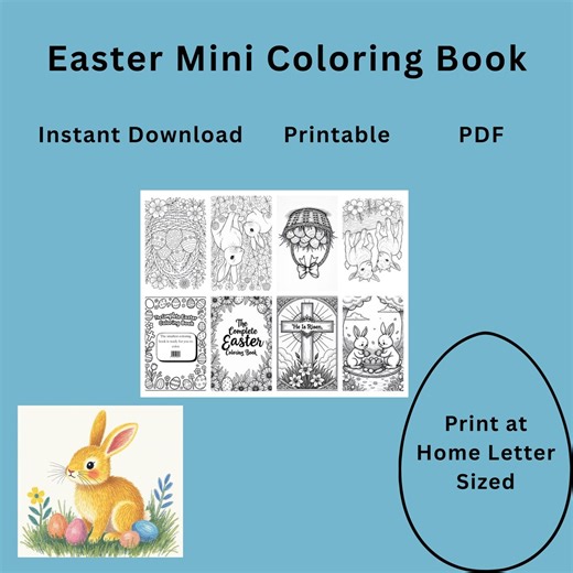 Mini Easter Coloring Book for Kids – Easter Activities Printable – Bunny and Egg Coloring Pages – Spring Fun - Etsy