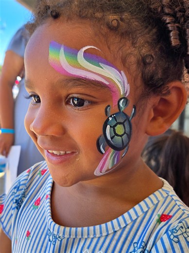 Swirling Face Paint Turtle Design (No Glitter)
